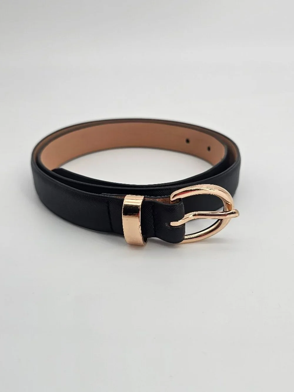 Black Skinny Belt Gold Buckle Women’s Classic Waist Belt